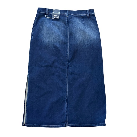 Inc Denim Button Front Midi Skirt Y2K Size 10 with Side Slits - Picture 2 of 5
